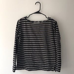 Everlane Boxy Striped Tee Gray Black